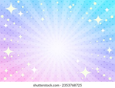 Cute background illustration of concentrated lines with twinkling stars (candy colors)