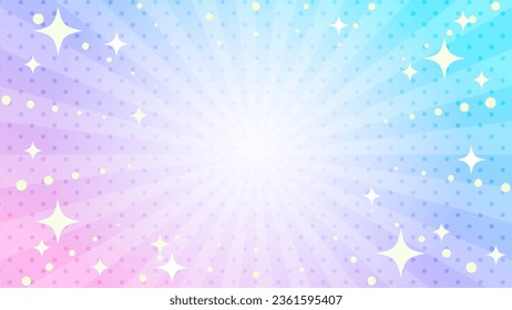 Cute background illustration of concentrated lines with twinkling stars (candy colors)