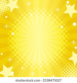 Cute background illustration of concentrated lines with twinkling stars (gold)