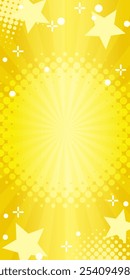 Cute background illustration of concentrated lines with twinkling stars (gold)