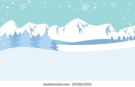 Cute background illustration material of winter forest