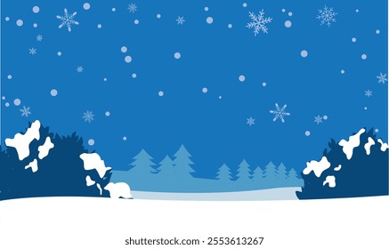 Cute background illustration material of winter forest