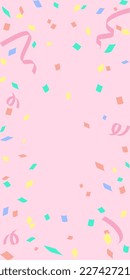 Cute background illustration with pastel-colored confetti dancing in the air