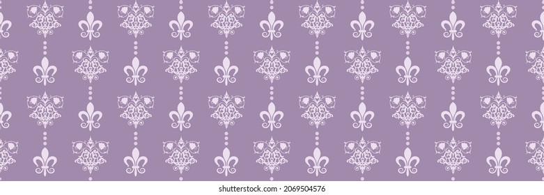 Cute background image in Indian style with floral decorative elements on purple backdrop for your design. Seamless background for wallpaper, textures. Vector illustration.