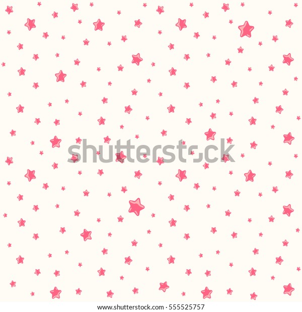 子ども用のかわいい背景 明るいピンクの星が空に浮かびます シームレスなベクター画像パターン 女の子のピンクの背景 漫画の星 の柄 のベクター画像素材 ロイヤリティフリー