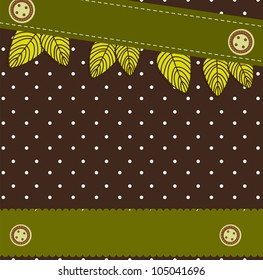 cute background with leaves, scrapbook. vector illustration