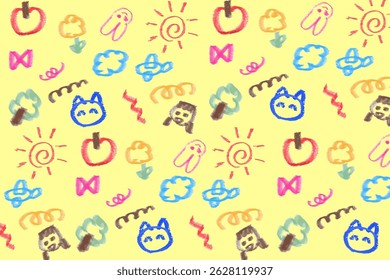 Fundo bonito como o rabiscar de uma criança, desenho, giz de cera