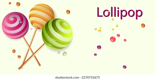 Cute background with lollipops and colored blobs
