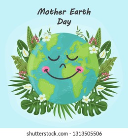 Cute Background For Mother Earth Day. Vector Illustration For Your Design