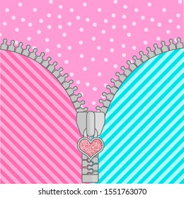 Cute background with open zipper . Birthday congratulation or invitation fashion girls party. vector