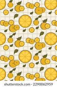 Anaranjado de fondo lindo con un patrón estético simple amarillo. Barra naranja con estética de fondo de salida. Patrón amarillo de frutos gráficos.
