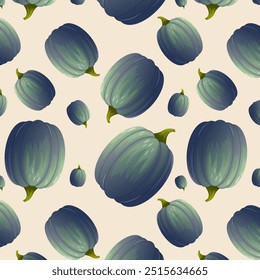 Cute background for a pattern for autumn. Seamless pattern for textiles, paper, cards, linen with a cream pumpkin design.