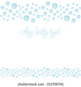 Cute background pattern border frame with many repeating bubbles isolated on the white fond. With space for invitations or different events greeting cards text. Vector illustration eps 10