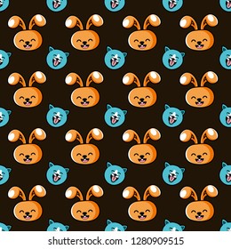 cute background patterns of cats and rabbits
