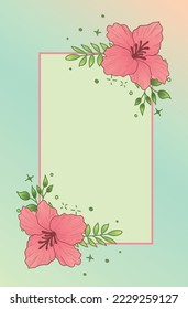 cute background with pink flower frame