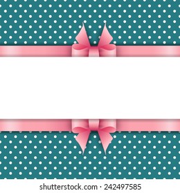 Cute background with pink ribbons on a blue background