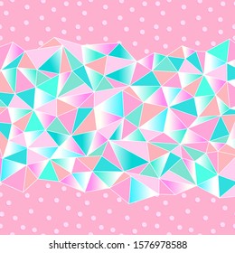 Cute background for a princess with crystals. Multicolored triangles girly pattern. Vector illustration