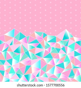 Cute background for a princess with crystals. Multicolored triangles girly pattern. Vector illustration