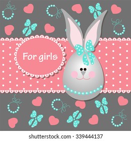 Cute background with rabbit girl for shower