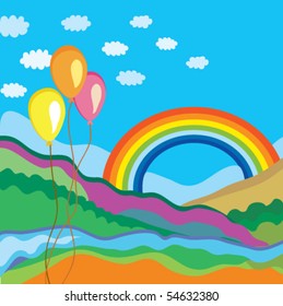 Cute background with rainbow