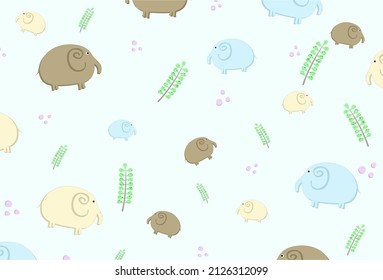 cute background and soft colors suitable for children with a cute forest and elephant theme