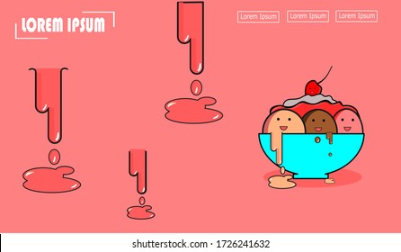 cute background vectors. landing page background illustration. ice cream background vectors. pink background vectors