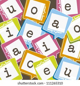 cute background with vowels over paper. vector illustration