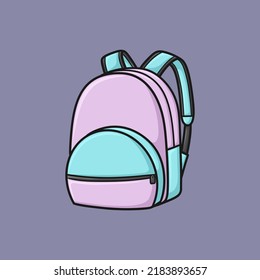 Cute Backpack Cartoon Vector Illustration Isolated