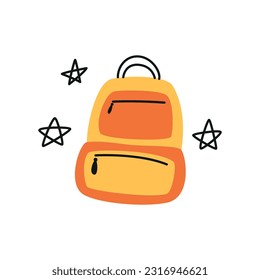 mochila linda dibujada al estilo doodle aislada en blanco, bolsa de colegio, bolsa, turismo, viajes, equipaje, bolsas, bolso