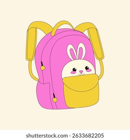 Cute backpack for school. Student bag. Cartoon style vector illustration.