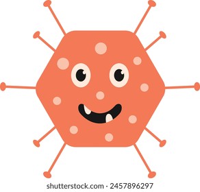 Cute Bacteria and Virus Character. Flat Cartoon Vector Illustration on White Background