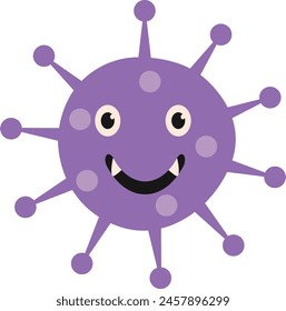 Cute Bacteria and Virus Character. Flat Cartoon Vector Illustration on White Background