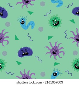 Cute Bad Colorful Bacteria Seamless Pattern Stock Vector (Royalty Free ...