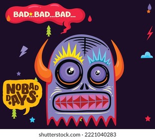 Cute bad Monster alien vector illustration. You can edit and use in your projects.