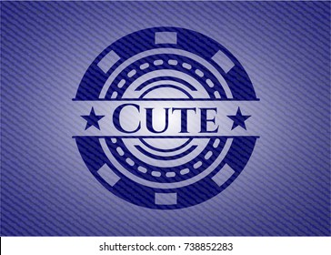 Cute badge with denim background