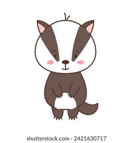 Bastante lindo al estilo kawaii. Animales bonitos al estilo kawaii. Dibujos para niños. Ilustración vectorial aislada