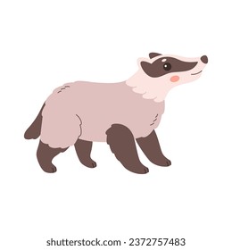 Cute badger. Woodland animal. Vector illustration in flat style