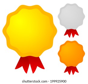 Cute badges in gold, silver and bronze colors