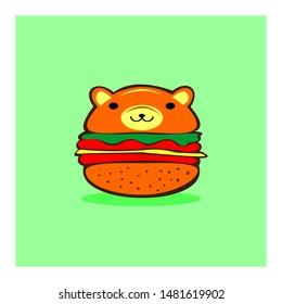 cute baer in burger style funny concept