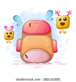 Cute bag. back to school premium vector with cute emoji