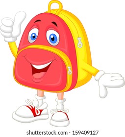 Cute bag cartoon with thumb up