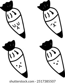 Cute Bag Cookies Vectors | Triangular Dough Plastic | Baking | Various Expressions 4 Vectors Minimalist