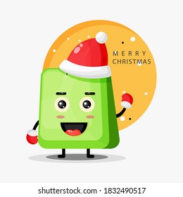 Cute bag mascot wearing a Christmas hat