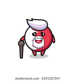 cute bahrain flag badge grandpa is holding a stick , cute style design for t shirt, sticker, logo element