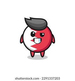 cute bahrain flag badge mascot with an optimistic face , cute style design for t shirt, sticker, logo element