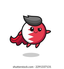 cute bahrain flag badge superhero character is flying , cute style design for t shirt, sticker, logo element
