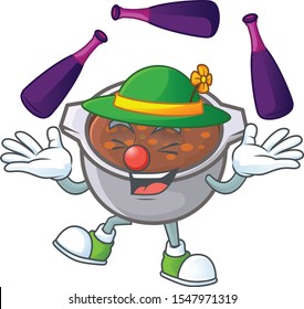 cute baked beans in character design juggling.