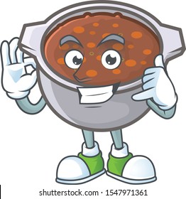 cute baked beans in character design call me.