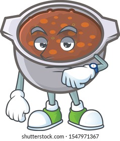 cute baked beans in character design waiting.