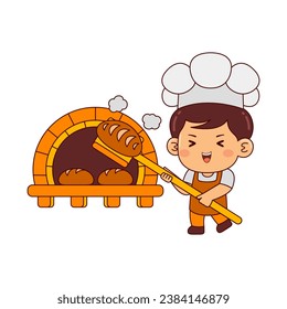 cute baker boy cartoon character vector illustration